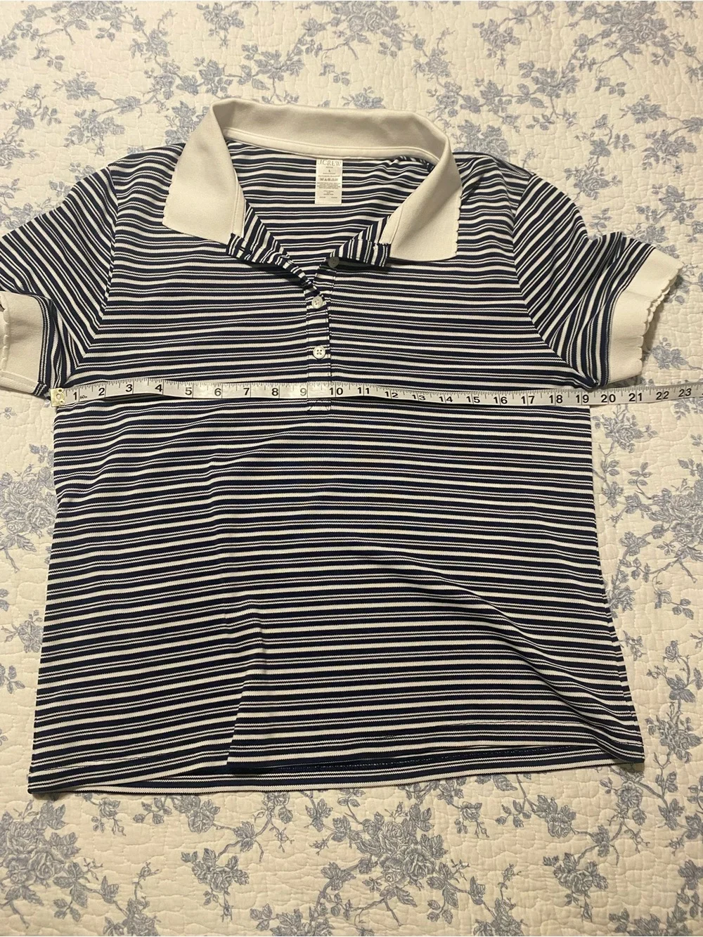 J.Crew Active Polo In Stripe Short Sleeve Top Size Large